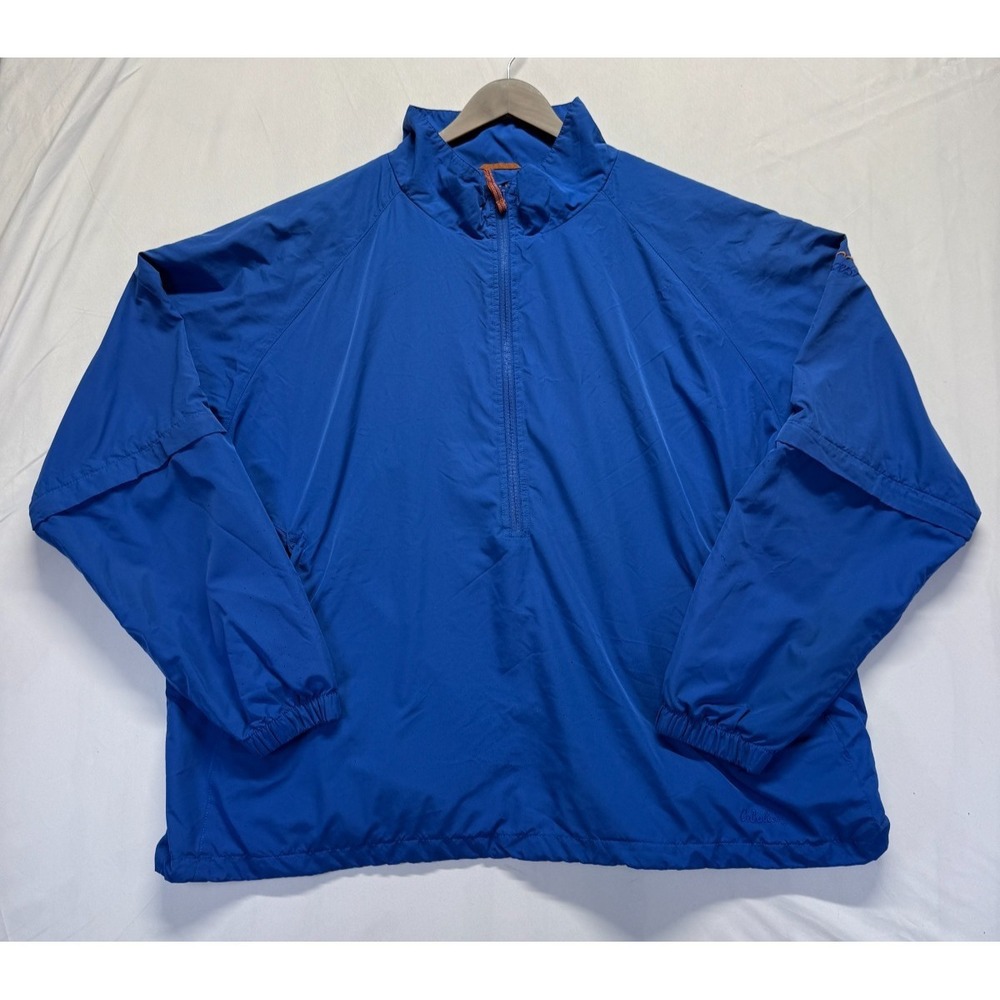 Cabela's Windcrest Windbreaker Jacket Mens 2XL Blue Logo Mesh Lined Half Zip‎